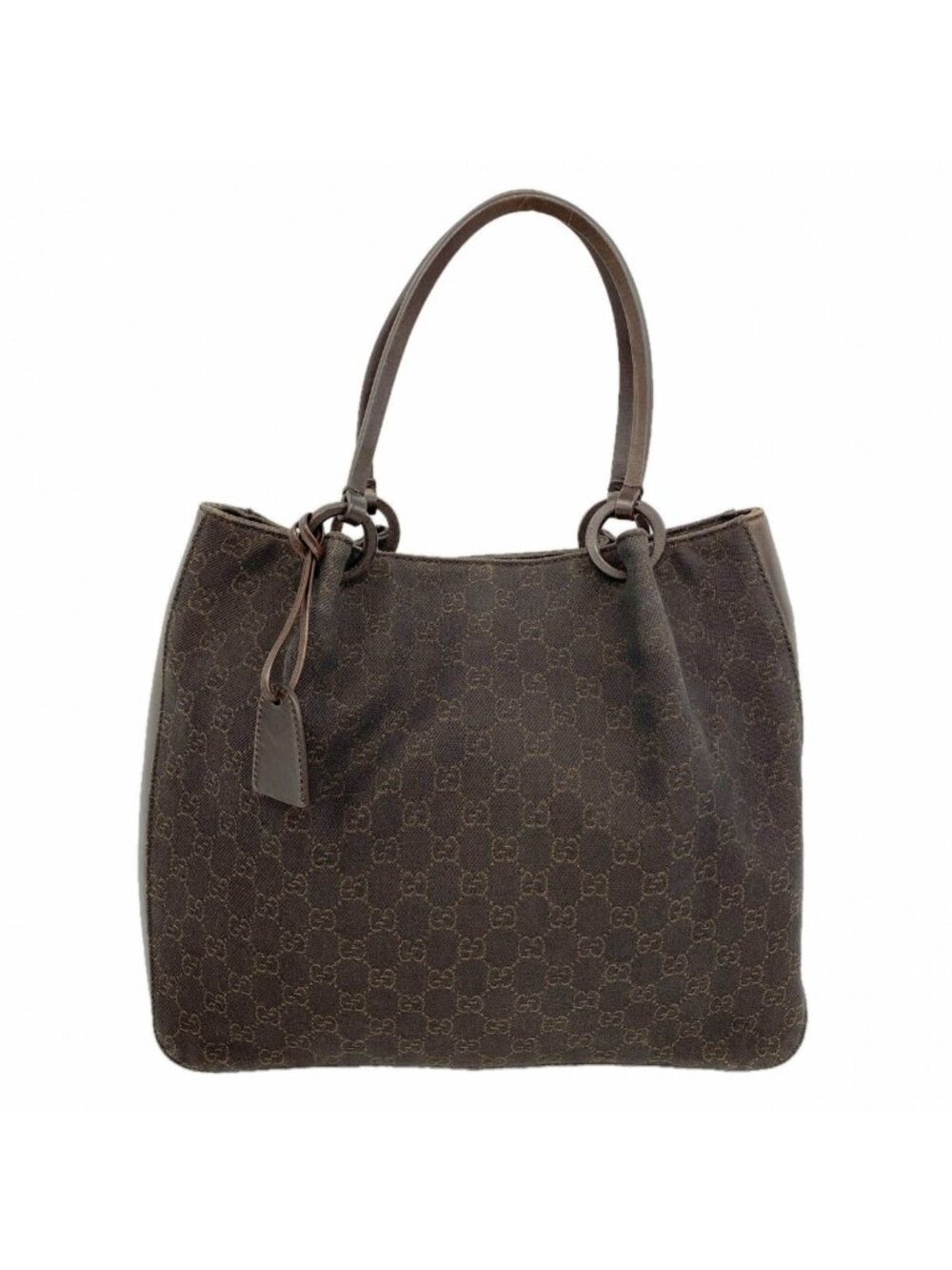Gucci Tote Denim Dark Brown Silver